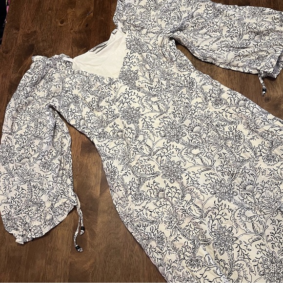 Scotch & Soda Easy Floral Maxi Midi Dress S Boho Coquette Flowy Slit Puff Sleeve - Picture 4 of 16